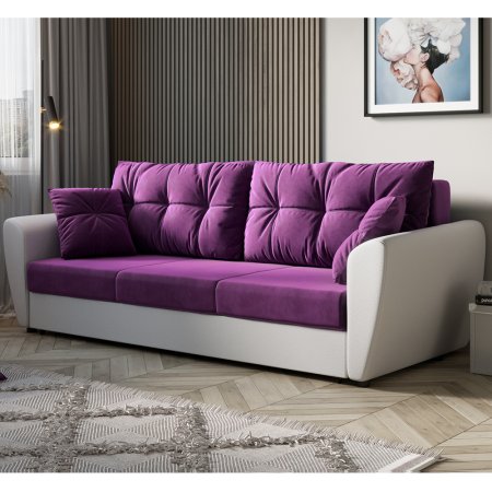 Диван Бостон НПБ (Белая кожа / L-016)