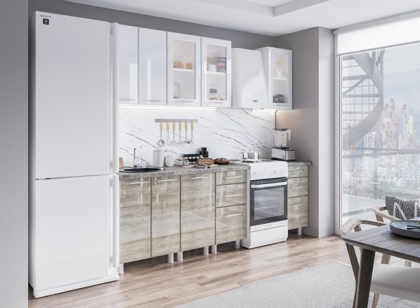 Модульная кухня Танго (Белый / Шале светлый)