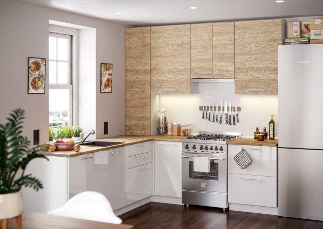 Модульная кухня Олива глянец (Дуб сонома)