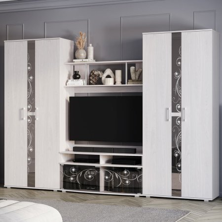 Гостиная Флоренция центральная секция (ясень белый)