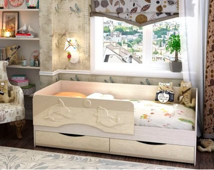 Алиса кровать КР-812 80х160 детская с ящиками (Белфорт/Ваниль)