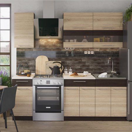 Кухня Маша-2 ЛДСП 1,6м (венге/дуб сонома)