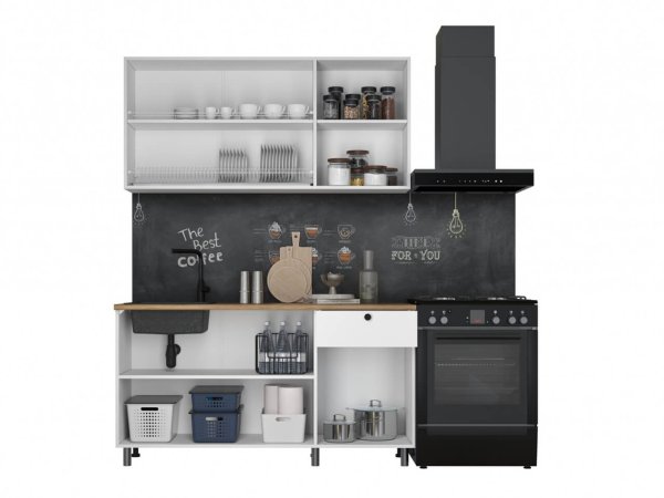 Кухня Ева 1,5м Белый (дуб классический) со столешницей