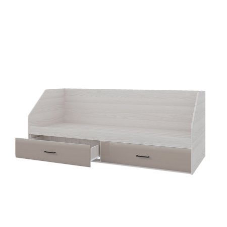 Ненси кровать 800/2 80х200 с ящиками с ручками (Ясень шимо/Капучино глянец)
