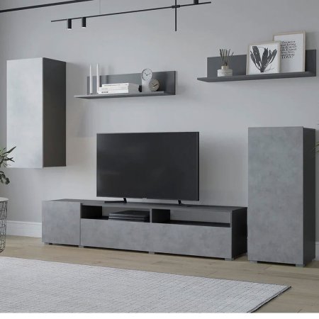 Гостиная Лира ЛДСП (Серый графит/Бетон)