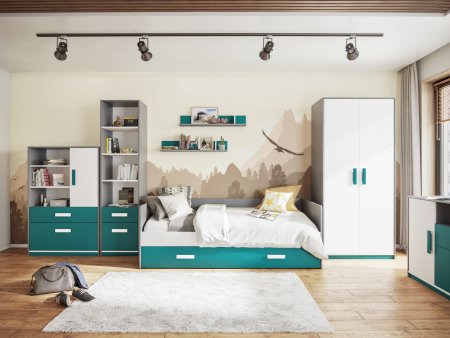 Кэнди тумба прикроватная КТ-1 корпус+фасад (Графит/Океан)