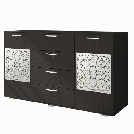 Комод Феникс Премиум со стеклом (Венге/стекло белое)