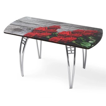 Стол "Розы 2" раздвижной с фотопечатью (1500*700) стекло 4мм+лдсп 22мм