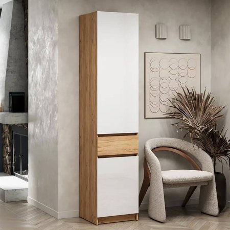 Стоуби шкаф ШК-500 (Дуб Крафт Золотой/Белый Глянец)