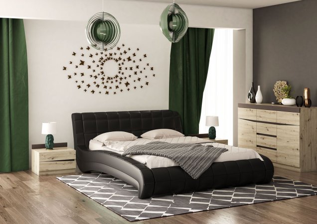 Шарлиз кровать 160х200 + металлокаркас + подъемный механизм (Черный)