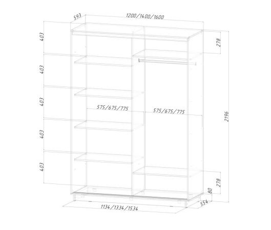Шкаф-купе Стоун зеркало 2 дверный (Анкор светлый, 120)