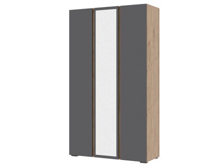 Хелен шкаф ШК 02 3 ств с зеркалом (Дуб крафт золотой/Графит)