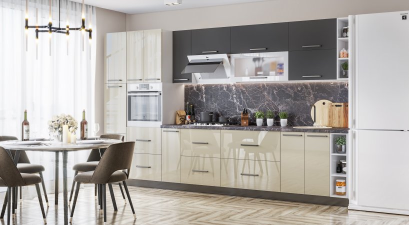 Модульная кухня Тоскана (Акрил белый / Акрил ваниль)