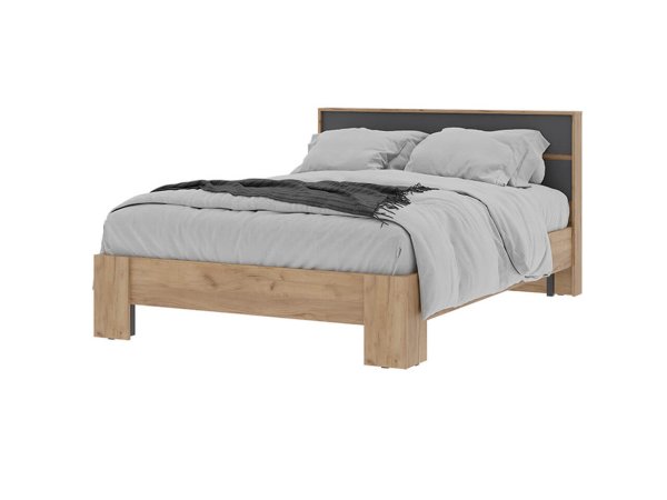 Хелен кровать КР 03 160х200 с ламелями (Дуб крафт золотой/Графит)