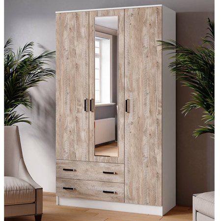 Лагуна шкаф комбинированный с зеркалом (Белый / Дуб юкон)