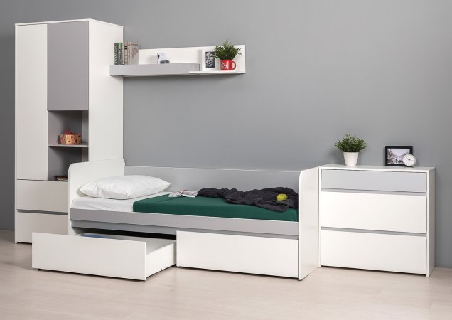 Торонто Комод 13.321 (Белый шагрень / Стальной Серый)