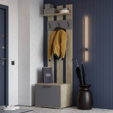 Бостон вешалка ВШ-2 (дуб крафт серый/серый графит)