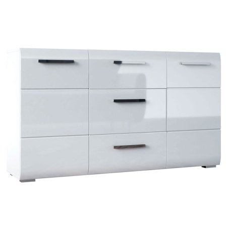 Домино комод без стекла (Белый/Белый глянец)
