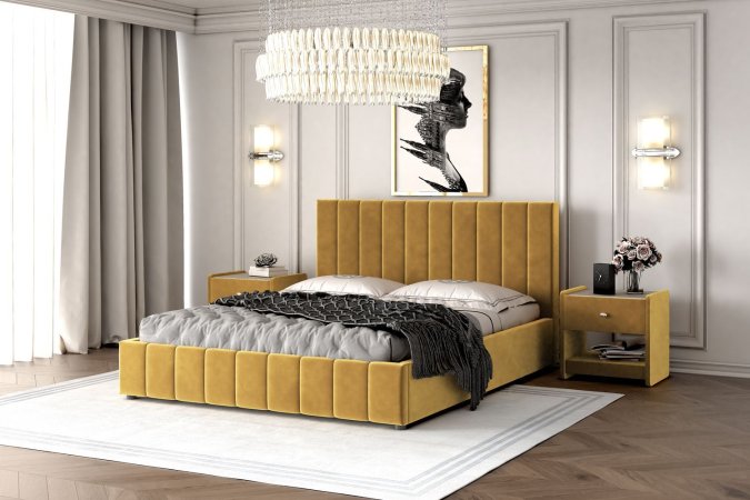 Нельсон Вертикаль кровать 160х200 + металлокаркас + подъемный механизм (Горчица)