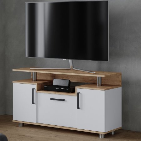 Тумба ТВ 003с для гостиной (Крафт золотой/Белый)