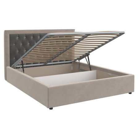 Мартина кровать 160х200 + металлокаркас + подъемный механизм (Бежевый/Холодный серый)
