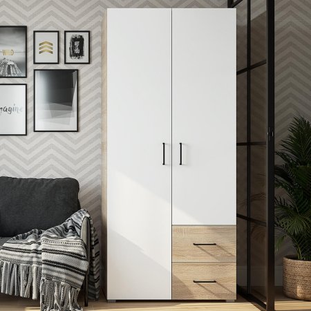 VICTOR шкаф 2 ств с ящиками (Сонома/Белый)