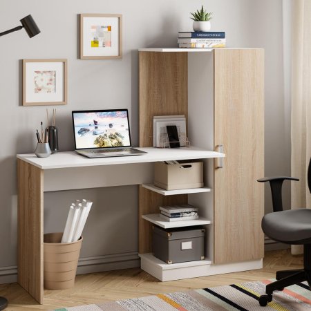 Стол компьютерный Бейсик (Сонома/Белый)