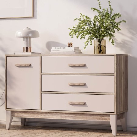 Скандика комод КМ-12 (дуб смоки/кашемир)