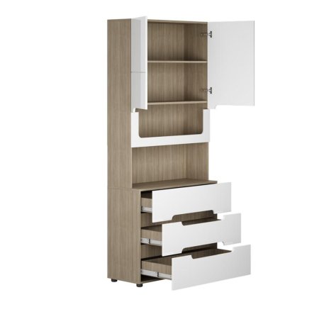 Палермо-3 Ю стеллаж с ящиками СЖ-032 (Шимо светлый / глянцевая Белый)
