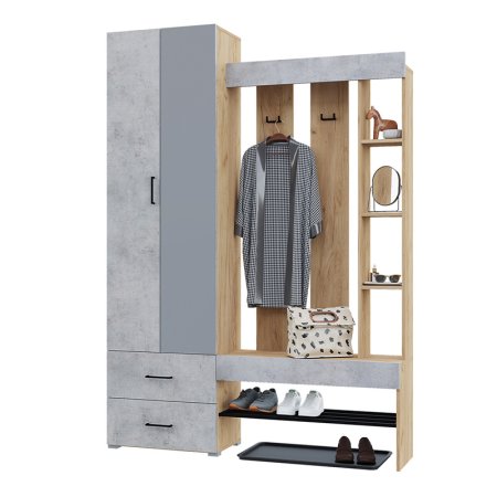 Домино прихожая (Крафт золотой/Бетон)