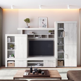 Гостиная Гранд комплект 1 (дуб крафт белый)