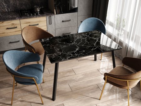 Стол обеденный Лофт 80х120 см (Мрамор черный)