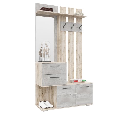 Бостон прихожая комплект 1 ( дуб крафт серый/бетонный камень)