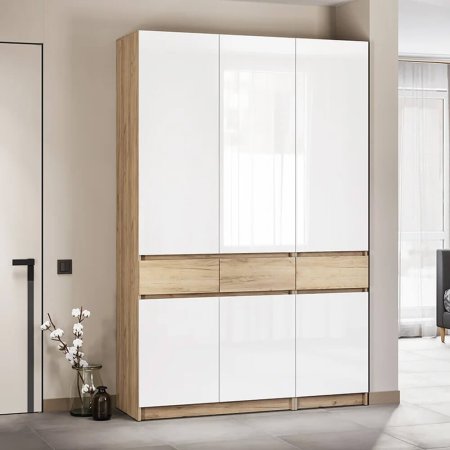 Стоуби шкаф ШК-1500 (Дуб Крафт Золотой/Белый Глянец)