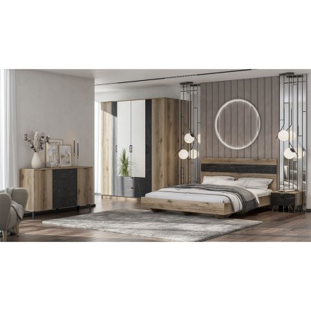 Омега Комод малый (дуб делано светлый/ пьетра черный) ЦРК.ОМГ. 02