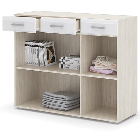 Симба комод 3 ящика детский (Белфорд/Белый глянец)