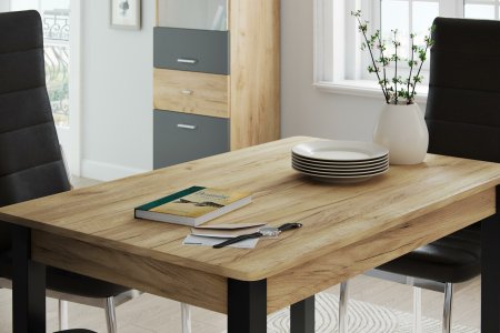 Стол Олимп-1 22 мм столешница + ножки (гикори рокфорд / металл черный)