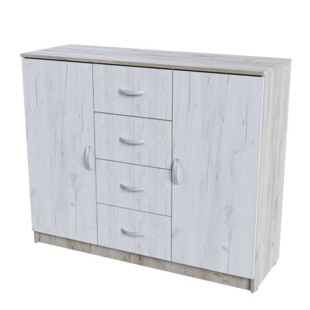 Басса комод КМ 555-М 4 ящика 2 створки (Крафт белый / крафт серый)