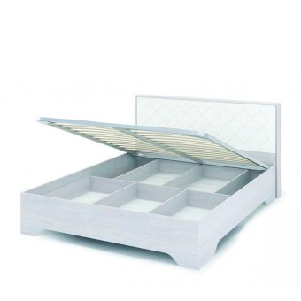 Сальма Кровать КР 025 140х200 с подъемным механизмом (ясень анкор/Белый глянец)