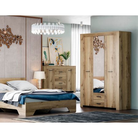 Квадро-16 шкаф 3 ств. с зеркалом ЦРК.КВД.16 (Дуб делано светлый)