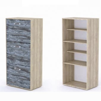 Визит обувница 3 ящика для прихожей (Дуб Сонома/Сосна Пасадена)