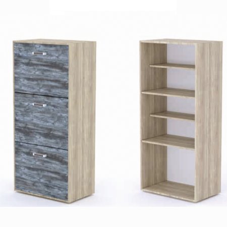 Визит обувница 3 ящика для прихожей (Дуб Сонома/Сосна Пасадена)