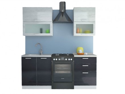 Кухня Равенна Стайл со столешницей 1,4м (Титан белый/титан черный)