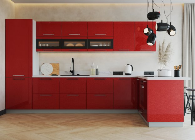 Модульная кухня Олива (Металлик гранат)