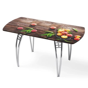Стол "Персики"раздвижной с фотопечатью (1500*700/400) стекло 4мм+лдсп 22мм кромка-венге