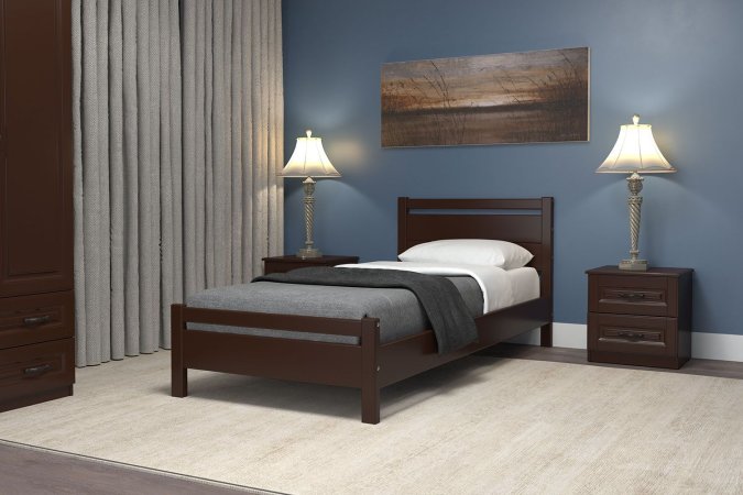 Вероника-1 кровать 90х200 + металлокаркас + комплект ножек (Орех темный)