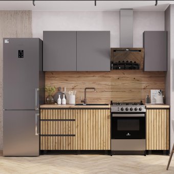 Кухня Шерлок 1,6 м (крафт/графит)