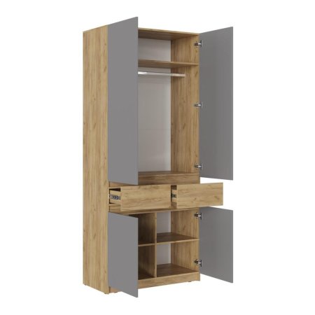 Бостон шкаф ШК-002 2 ств. (Дуб крафт золотой/Шифер серый)