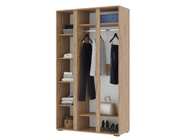 Хелен шкаф ШК 02 3 ств с зеркалом (Дуб крафт золотой/Графит)