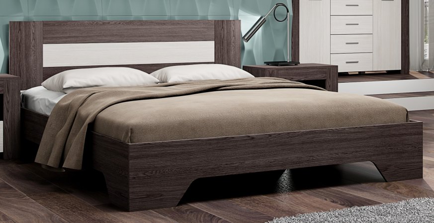 Квадро-2 кровать (Анкор темный/ясень анкор белый) ЦРК.КВД.02